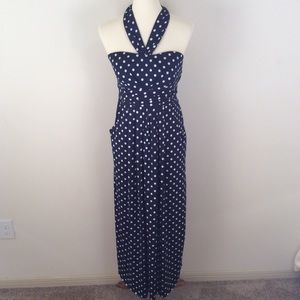 JFW by Just for Wraps Navy Polka Dot Maxi Dress